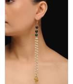 Green Jade And Pearl Tassels Earrings