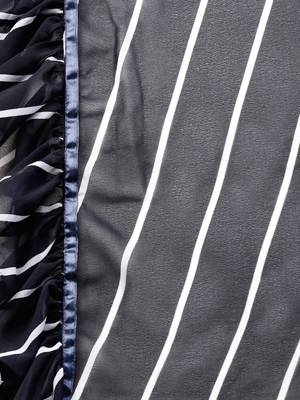 Inddus Navy Blue Georgette Stripe Ruffle Saree With  Blouse Piece 4
