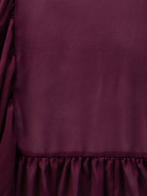 Inddus Burgundy Georgette Solid Ruffle Saree With Blouse Piece 3