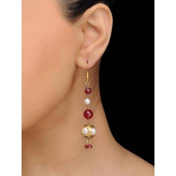 Pearl And Red Quartz Earrings 1