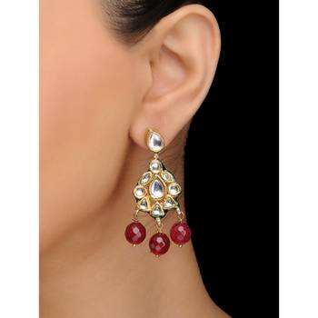 Kundan And Red Quartz Earrings 1