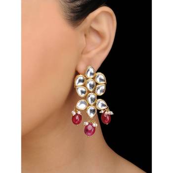 Kundan And Red Stone Earrings 1