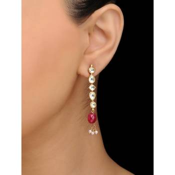 Kundan And Red Quartz Danglers 1