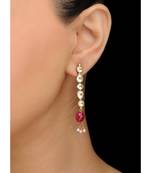 Kundan And Red Quartz Danglers