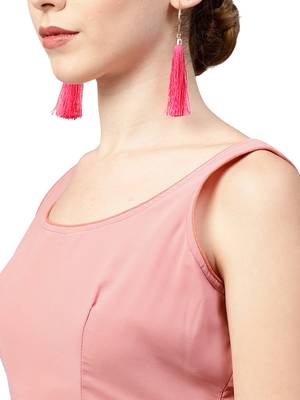 Inddus Light Pink Georgette Solid Ruffle Saree With Blouse Piece 4