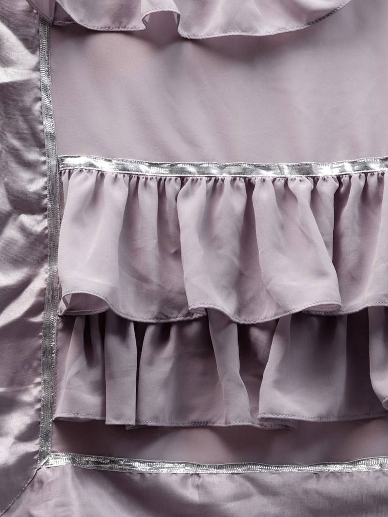 Inddus Lavender Georgette Solid Ruffle Saree With Blouse Piece