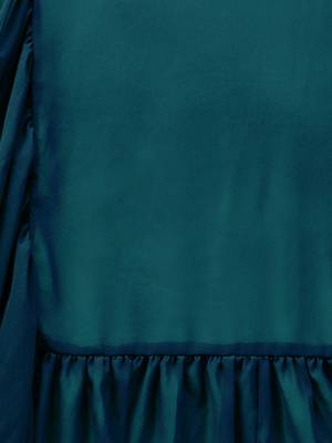Inddus Turquoise Georgette Solid Ruffle Saree With Blouse Piece 3