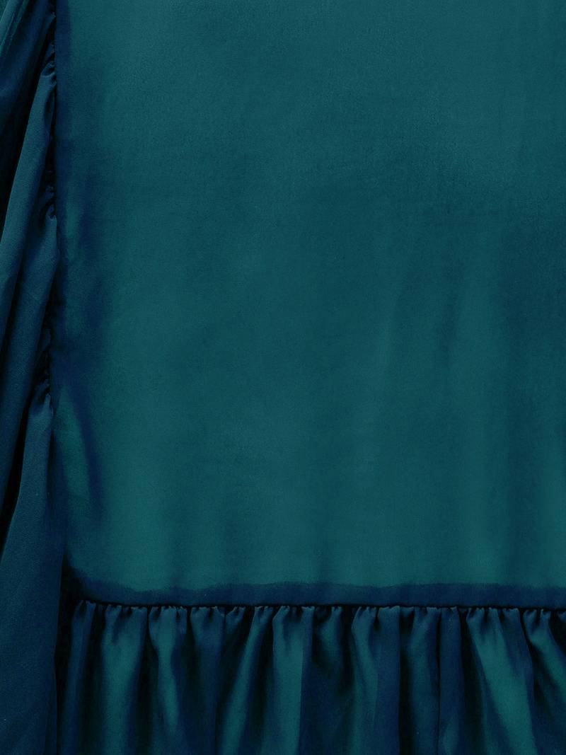 Inddus Turquoise Georgette Solid Ruffle Saree With Blouse Piece