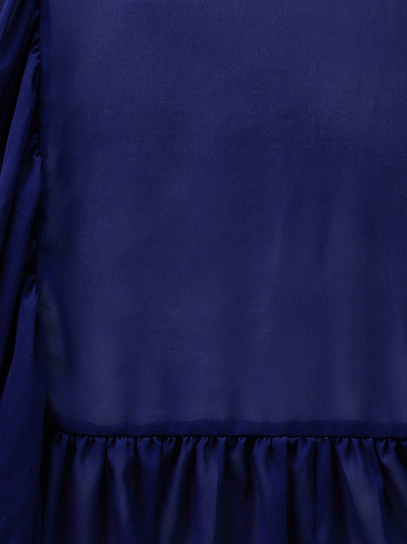 Inddus Navy Blue Georgette Ruffle Saree With Blouse Piece