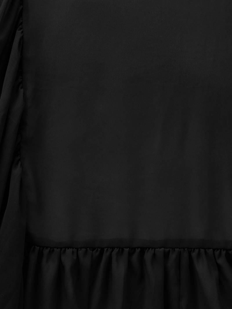 Inddus Black Georgette Solid Ruffle Saree With Blouse Piece