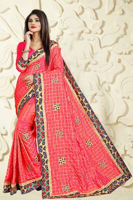 Red Embroidered Silk Saree With Blouse 1