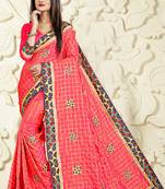 Red Embroidered Silk Saree With Blouse