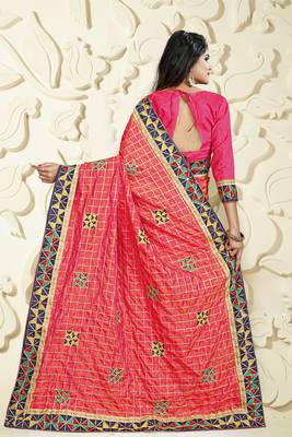 Red Embroidered Silk Saree With Blouse 2