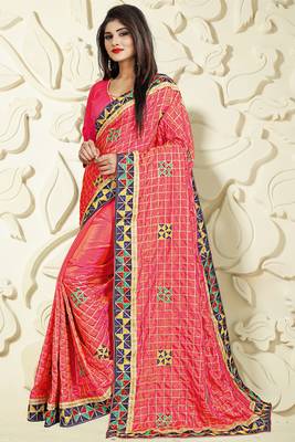 Red Embroidered Silk Saree With Blouse 3