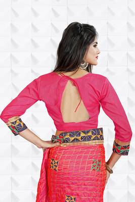 Red Embroidered Silk Saree With Blouse 5