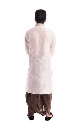 Beige Plain Silk Blend Dhoti Kurta 2
