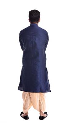 Blue Plain Silk Blend Dhoti Kurta 2