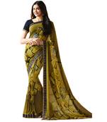 Mehendi printed georgette saree with blouse