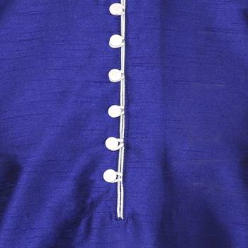 Blue Plain Silk Blend Men Kurtas 4