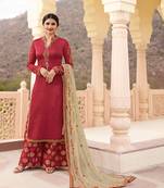 Red embroidered georgette salwar with dupatta