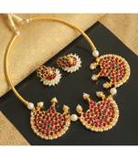 Beautiful Kemp Green Moon Designer Temple Necklace Set Dj19268