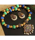 Beautiful Green Blue Designer Necklace Set 