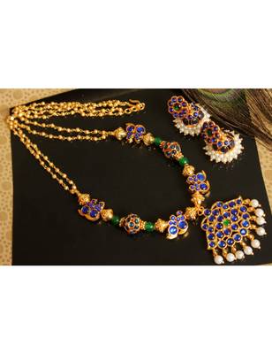 Beautiful Blue Green Mango Designer Necklace Set  1
