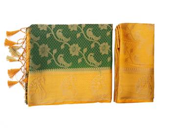 Green Woven Art Silk Saree With Blouse 8