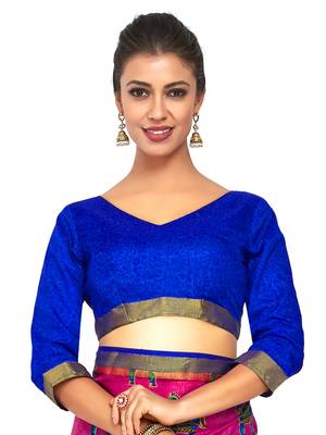 Pink Printed Raw Silk Saree With Blouse 5