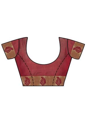 Brown Woven Tussar Silk Saree With Blouse 6