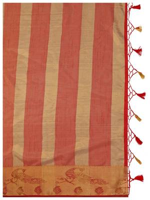 Brown Woven Tussar Silk Saree With Blouse 7
