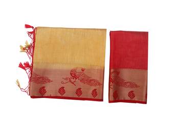 Brown Woven Tussar Silk Saree With Blouse 8