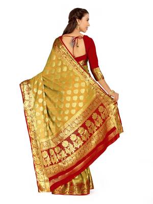 Brown Woven Chiffon Saree With Blouse 4