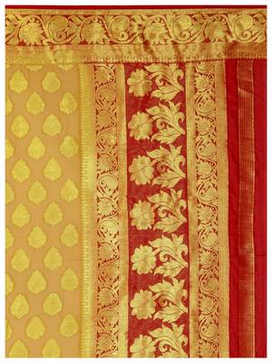 Brown Woven Chiffon Saree With Blouse 7
