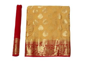 Brown Woven Chiffon Saree With Blouse 8