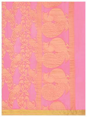 Pink Woven Chiffon Saree With Blouse 7