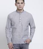 Grey plain cotton men-kurtas
