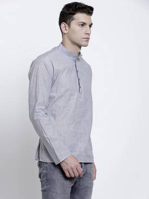 Grey plain cotton men-kurtas 2