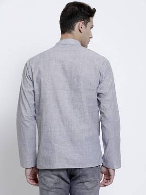 Grey plain cotton men-kurtas 3