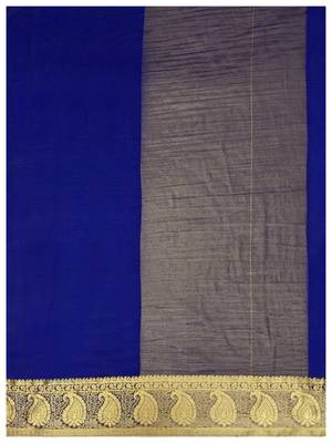 Blue woven chiffon saree with blouse 7