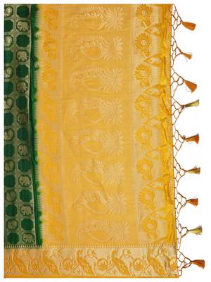 Green Woven Art Silk Saree With Blouse 7