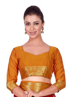 Red Woven Crepe Saree With Blouse 5