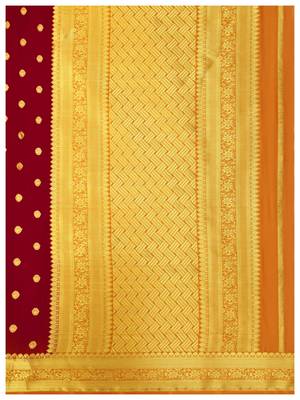 Red Woven Crepe Saree With Blouse 7