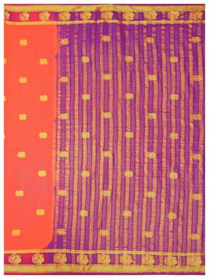 Orange Woven Crepe Saree With Blouse 7