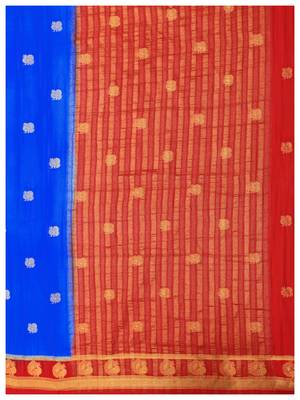 Blue Woven Crepe Saree With Blouse 7