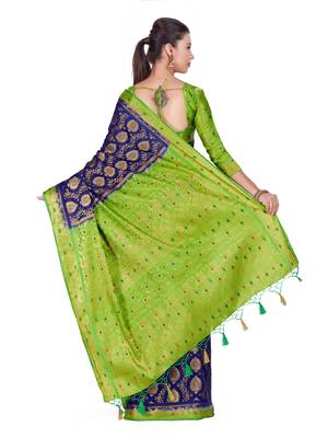 Blue Woven Art Silk Saree With Blouse 4
