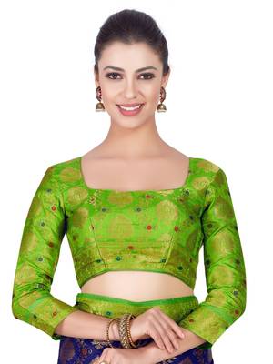 Blue Woven Art Silk Saree With Blouse 5