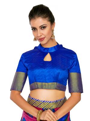 Pink Printed Raw Silk Saree With Blouse 5