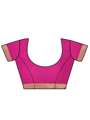 Pink Woven Chiffon Saree With Blouse 6