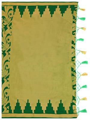 Green woven art silk saree with blouse 7